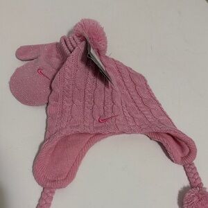Nike Cozy Pink Kids Hat and Mittens